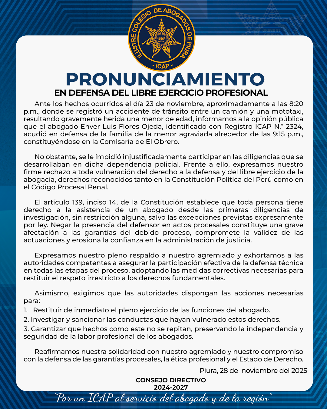 pronunciamientoicap unp