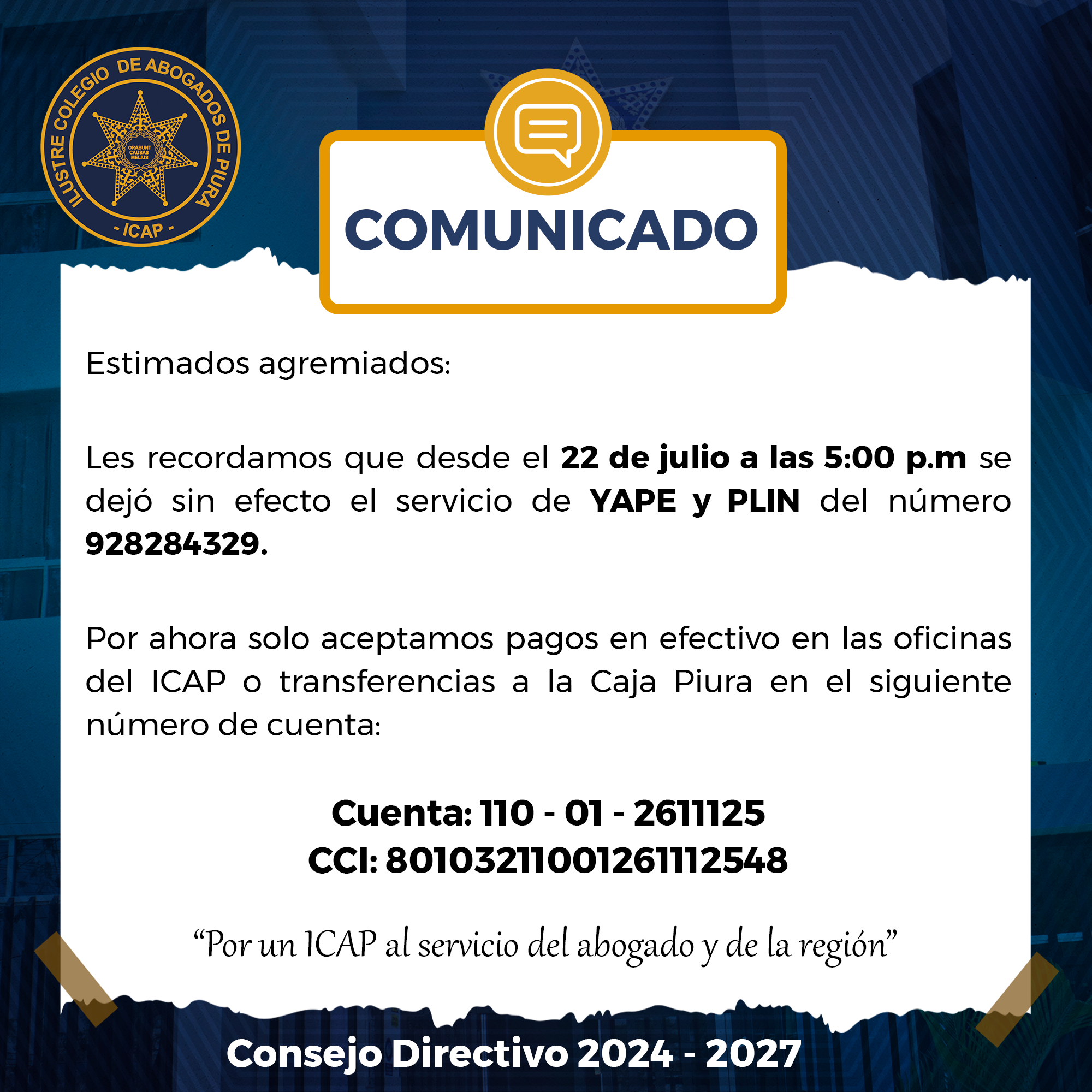 COMUNICADO YAPE