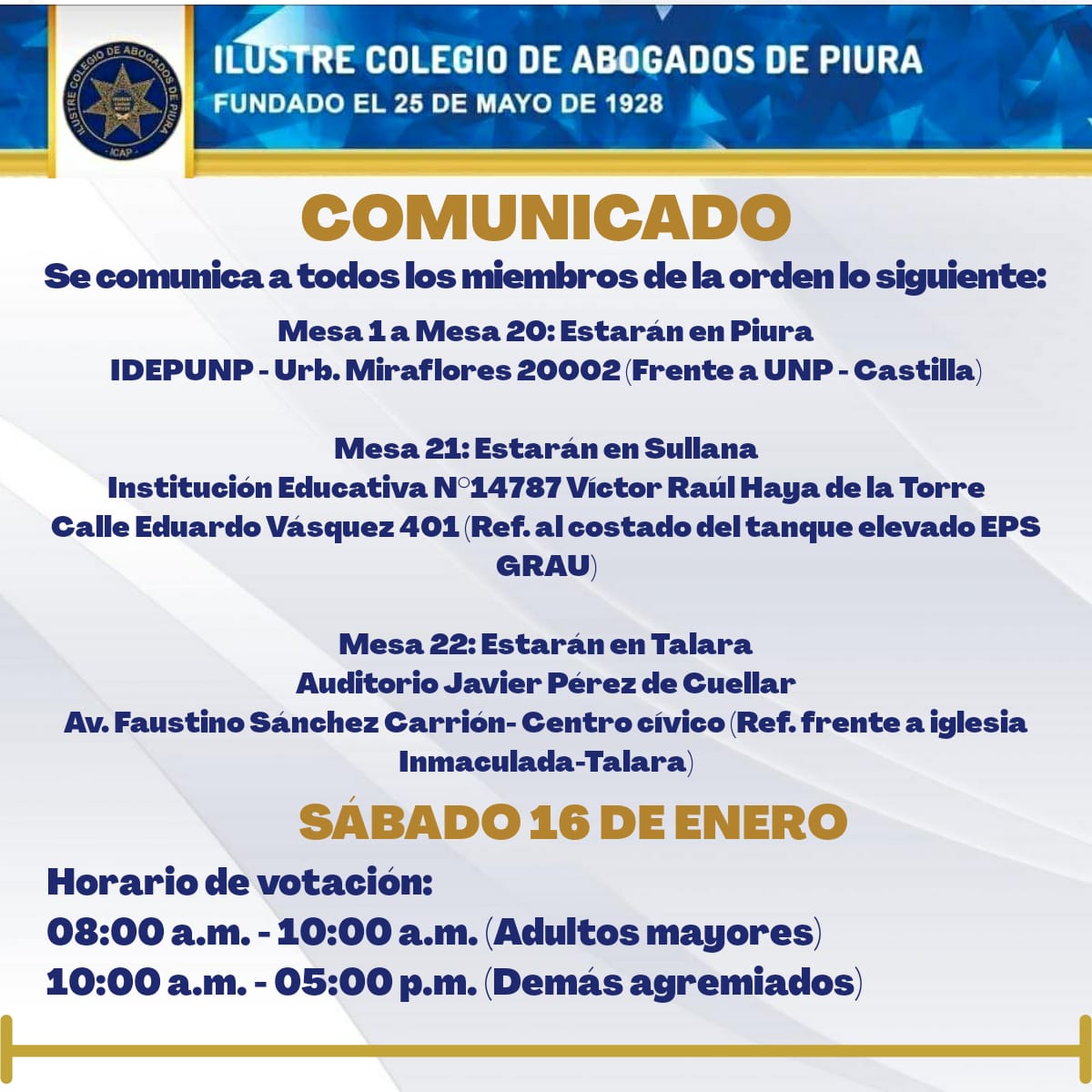 comunicado mesas elecciones