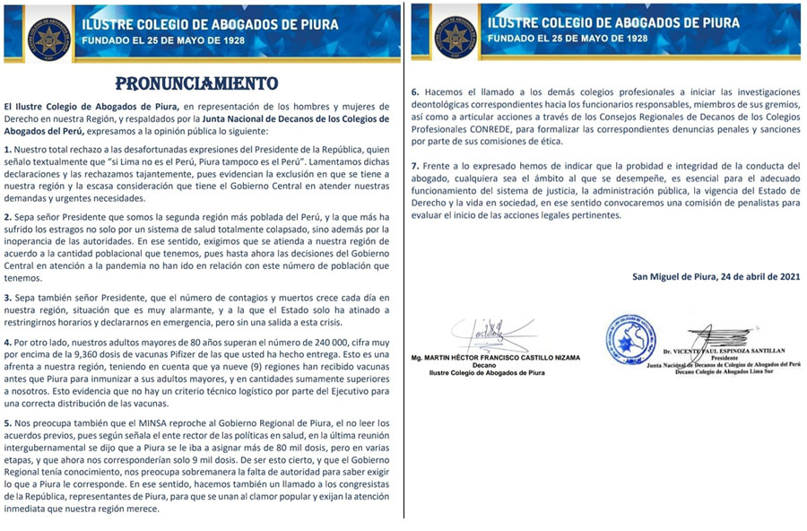 pronunciamiento 27012021