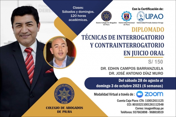 Diplomado: Técnicas de interrogatorio y contrainterrogatorio en juicio oral